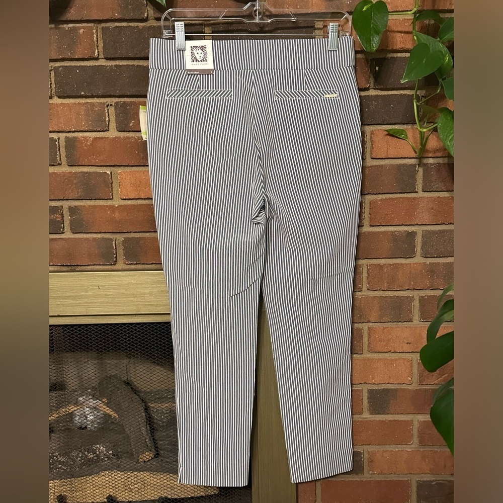 #6). NEW Anne Klein white and gray striped pants with stretch